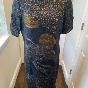 Raoul Womens Black Lace White & Gold Dress Size 10